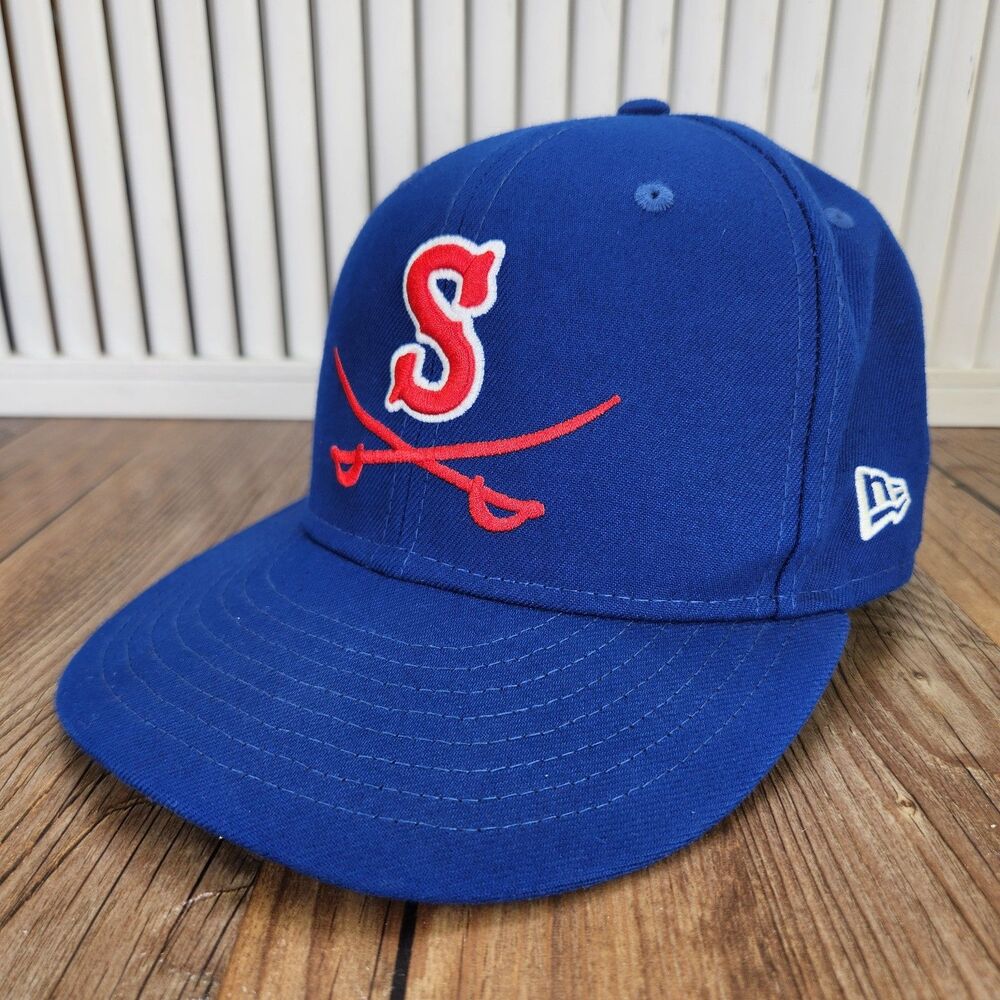 New Era 59fifty Sheridan Post #7 Jets Baseball Cap Blue Red Size 7 1/4 Sport Hat